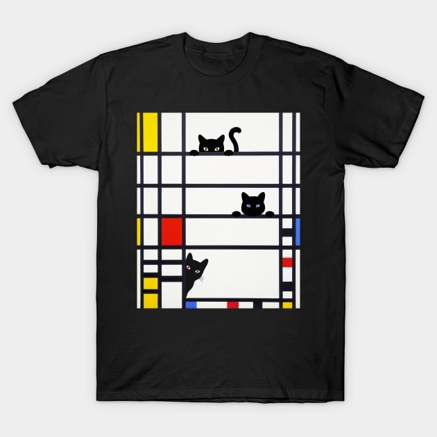 Mondrian Trafalgar Square with Cute Funny Cats T-Shirt by Brasilia Catholic